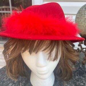 Vintage Red Hat Doeskin Wool Felt Geo BOLLMAN Fedora